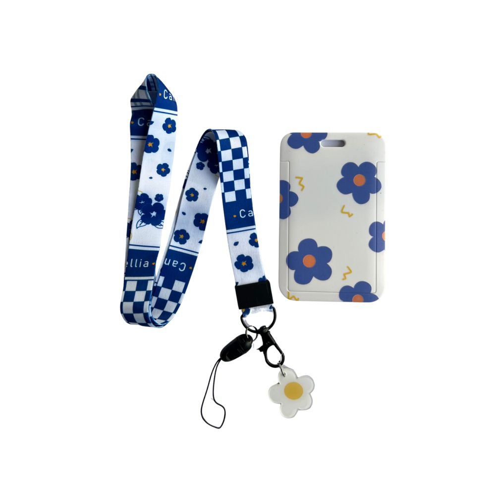 Porta Carnet Flores Azules